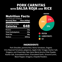 Pork Carnitas with Salsa Roja and Rice