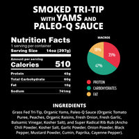 Smoked Grass Fed Tri-Tip with Yams and Paleo Q Sauce
